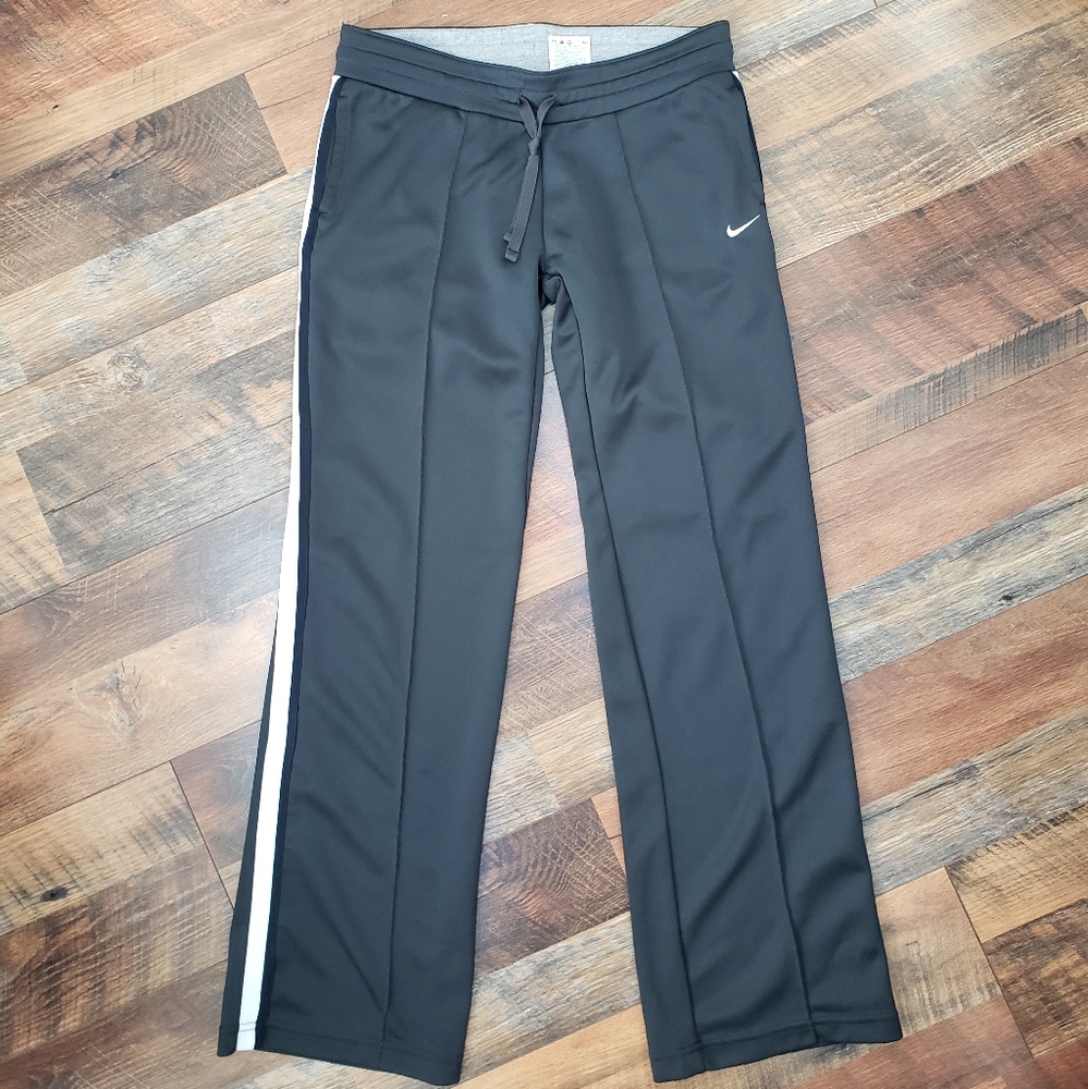 Nike Athletic Dark Gray Pull-on Track Pants with Side Stripes, Size Small